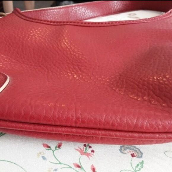 TOMMY HILFIGER Handbag Studded Embroidered Leather‎ Strap Tasseled Red - Picture 11 of 14